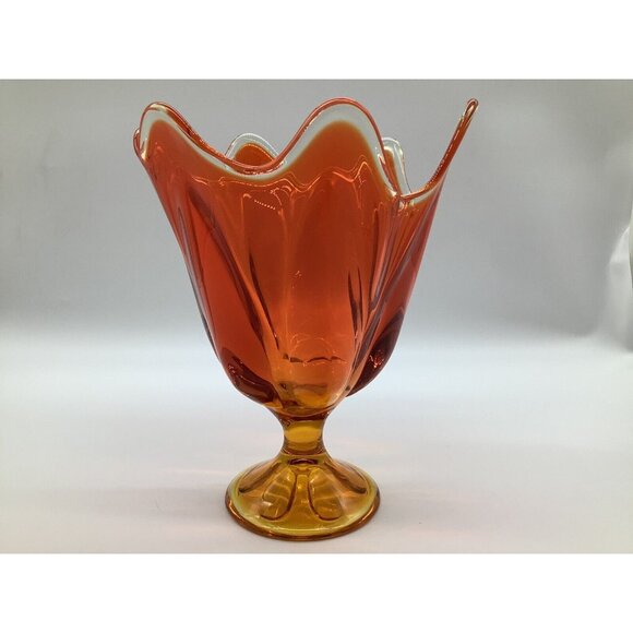 Viking Vintage 6 Pedal Amberina Vase MCM Collectible Art Glass 9 Inches Tall - Picture 7 of 12